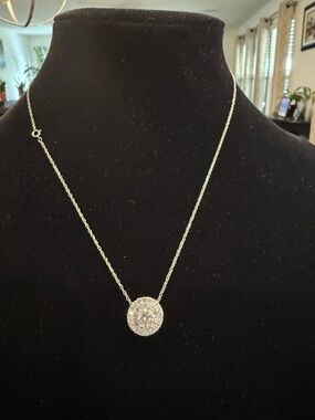 2.20TCW Diamond Halo Pendan. 1 Ct center stone,in 10k WG. CHAIN NOT INCLUDED